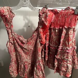 Women’s Jennifer & Grace Pink Paisley Mini Skirt & Tank Top Set